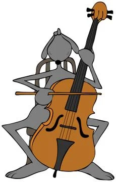 Gray dog playing a cello Stock Illustration