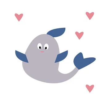 A gray dolphin or whale vector illustration Illustrazione stock