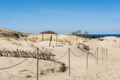 The Gray Dunes, or the Dead Dunes is sandy hills with a bit of green specks a Stock Photos