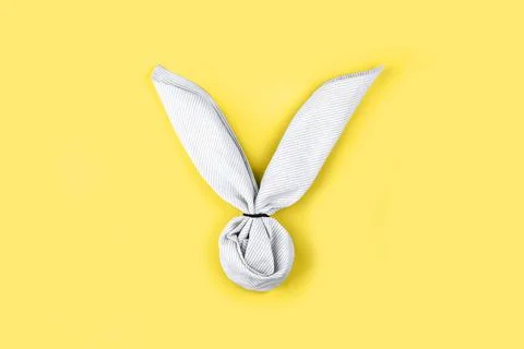 Gray Easter bunny textile diy. Minimal Easter concept. Stock Photos