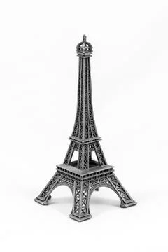 Gray Eiffel Tower model, isolated on white background Foto stock