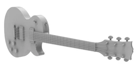Gray electric guitar on white background. 3d rendering. Stock Illustration