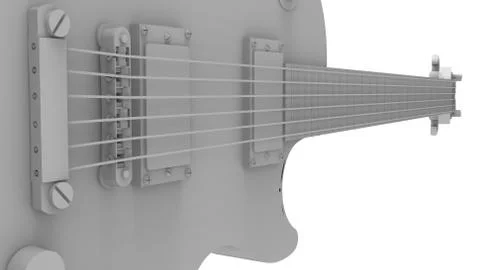 Gray electric guitar on white background. 3d rendering. Stock Illustration