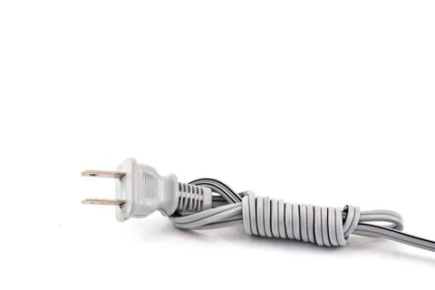 Gray electric plug isolated on white background Stock Photos
