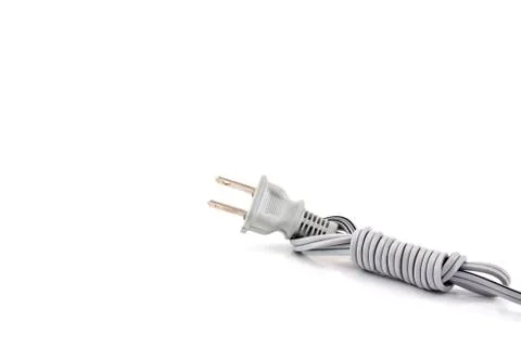 Gray electric plug isolated on white background Stock Photos