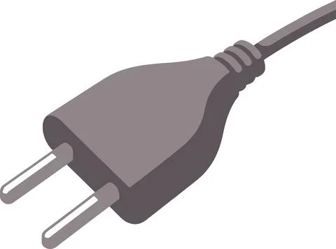 Gray electrical plug with cord, minimalist tech vector illustration 스톡 일러스트