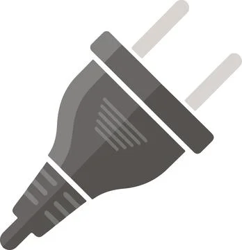 Gray electrical plug with textured grip, modern tech vector illustration Stock Illustration