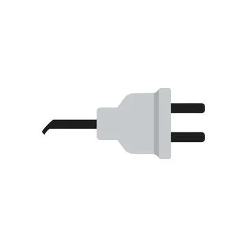 Gray electrical plug with two black prongs Stock Illustration
