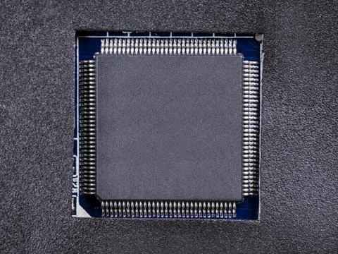 Gray electronic circuit top view Foto stock
