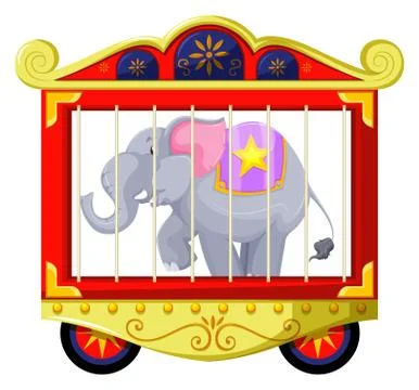 Gray elephant in the circus cage Illustrazione stock