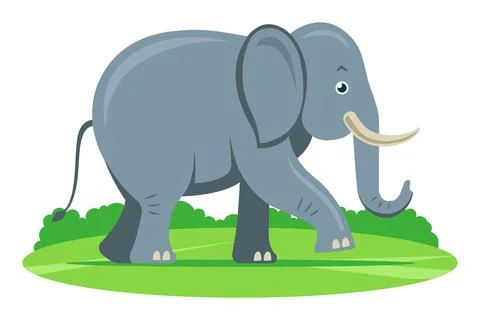 Gray elephant in nature. Stock Illustration
