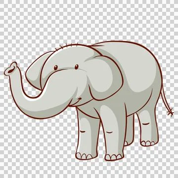 Gray Elephant Standing Sideways Cartoon Style Ilustração Stock
