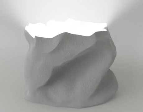 Gray empty raw fabric open bag with light inside 3d illustration Stock Illustration
