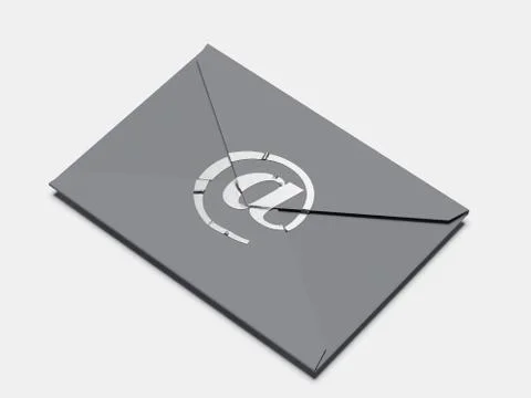 Gray envelope with at sign. 3d rendering Stock Illustration