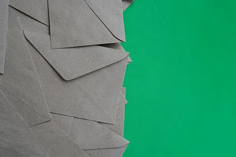 Gray envelopes spread. Space for text. Background for writing and pictures Stock Photos