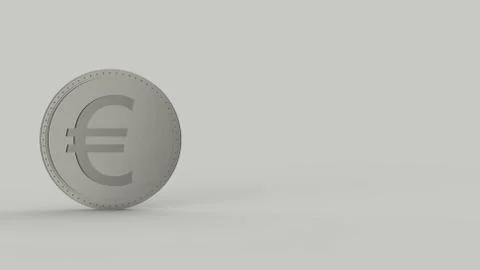 Gray euro coin sign Isolated with black background. 3d render isolated illust Stock Illustration