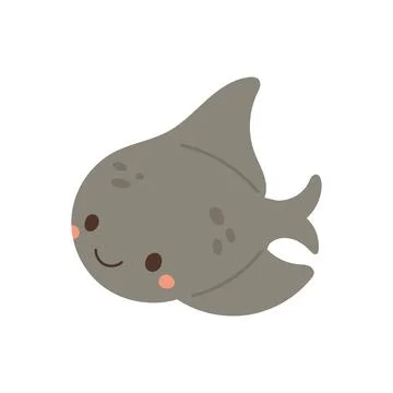 Gray fish illustration with a friendly expression, ideal for underwater themes Stock Illustration