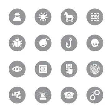 Gray flat security icon set on circle イラスト素材