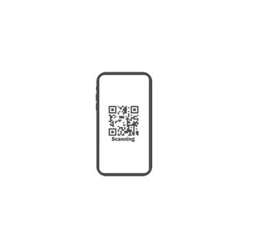 Gray flat vector icon - QR code scan on smartphone Stockillustratie