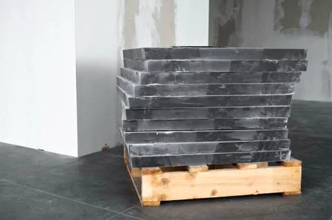 Gray floor tiles Stock Photos
