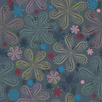 Gray floral seamless pattern Stock Illustration