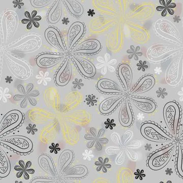 Gray floral seamless pattern Stock-Illustration