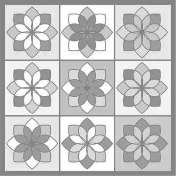 Gray Flower Tile Floral Pattern Design Stock-Illustration
