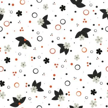 Gray flowers isolated vector seamless pattern	 Stock Illustration