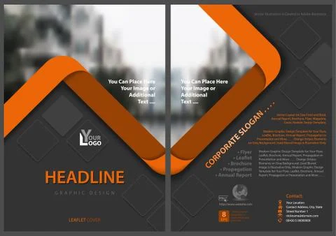 Gray Flyer Template with Orange Stripes Stock Illustration