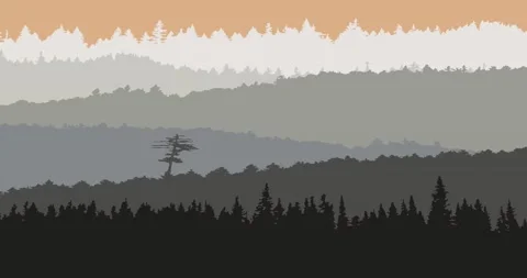 Gray forest parallax animation video on natural brown background Stock Footage 189584777