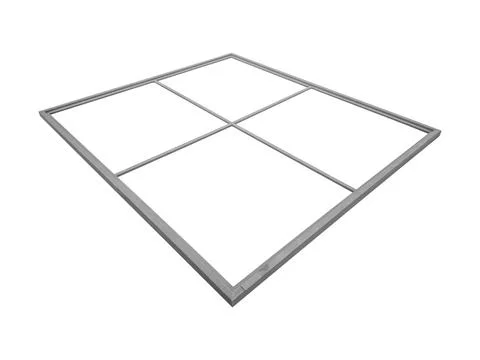 Gray framing of the square swing gate sash isolated on white background. Stock Photos