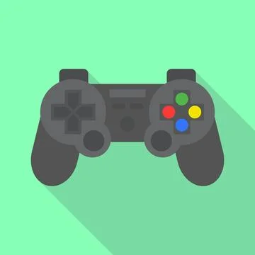 Gray game joystick icon, flat illustration of black game joystick vector ic.. Stock Illustration