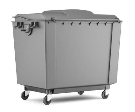 Gray garbage container isolated on white background. 3d illustration Stock Illustration