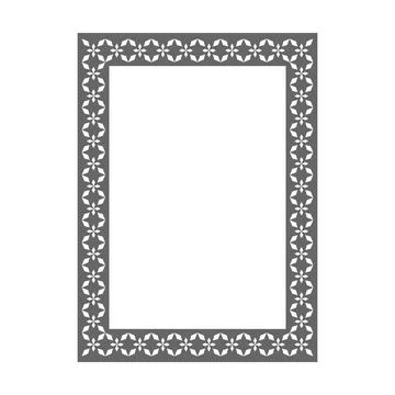 Gray Geometric Floral Pattern Rectangle Frame, Solid Filled Bold Ornamental.. Stock Illustration