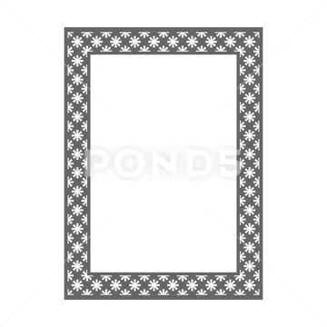 Gray Geometric Floral Pattern Rectangle Frame, Solid Filled Bold Ornamental.. Stockillustratie