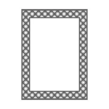 Gray Geometric Floral Pattern Rectangle Frame, Solid Filled Bold Ornamental.. 库存插图