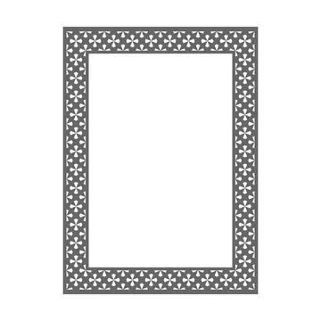 Gray Geometric Floral Pattern Rectangle Frame, Solid Filled Bold Ornamental.. 库存插图
