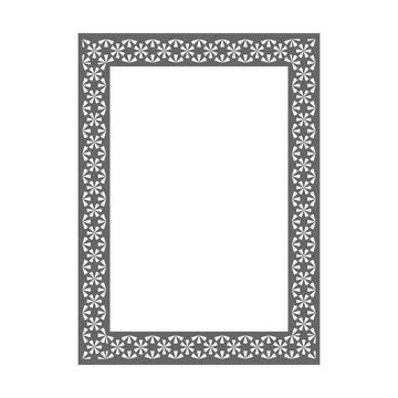 Gray Geometric Floral Pattern Rectangle Frame, Solid Filled Bold Ornamental.. 库存插图