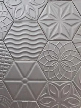 Gray Geometric Hexagonal Ceramic Wall Tile Texture Background Stock Photos