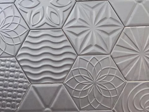 Gray Geometric Hexagonal Ceramic Wall Tile Texture Backgrounda Фото