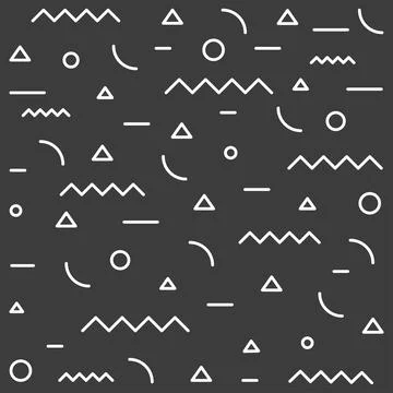 Gray geometric pattern with different white elements on gray background. Vect Stock Illustration