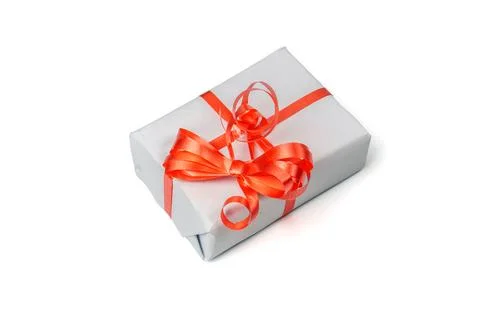 Gray gift box isolated on white background Foto stock