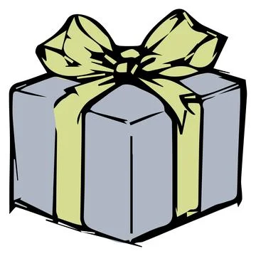 Gray Gift Box with Lime Bow Stock Illustration