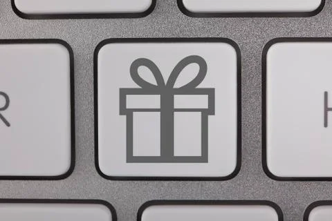 Gray Gift Symbols on Keyboard Stock Illustration