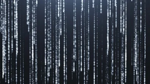 Gray glowing stars falling down on a dark background. Animation of abstract Stock Footage 258673485