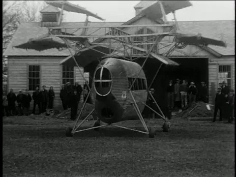 Gray Goose Windmill Plane invention that doesn't fly 1933 archival footage Stock Footage 89988059