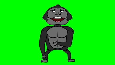 Gray gorilla monkey chimpanzee character talking singing and expressing emotions Stock Footage 285951552