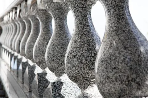 Gray granite balusters elements closeup Stockfoto's