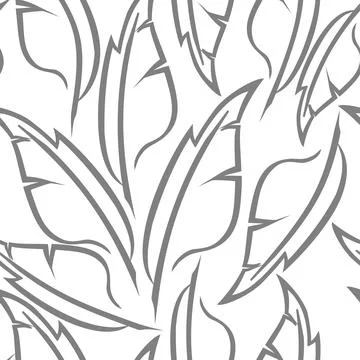 Gray graphic drawing of stylized feathers on a white background, texture, d.. Stock Illustration