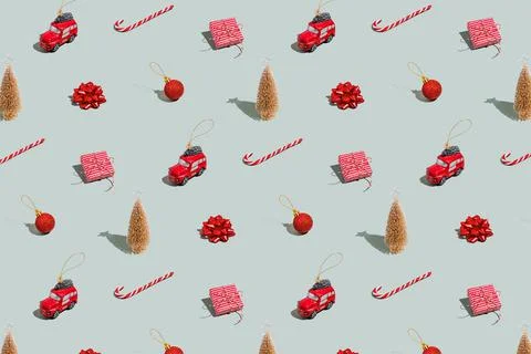 Gray green background pattern, Christmas, New Year symbol attribute objects Foto stock